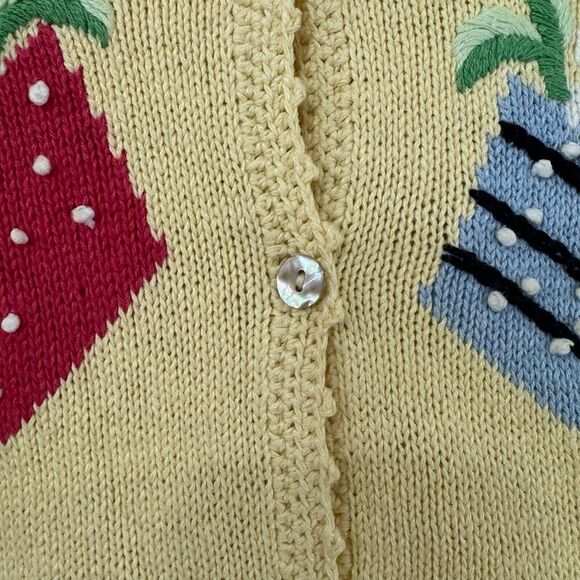 Vintage Talbots Medium Hand Knit Sweater Cardigan Linen Cotton Womens - Picture 9 of 16